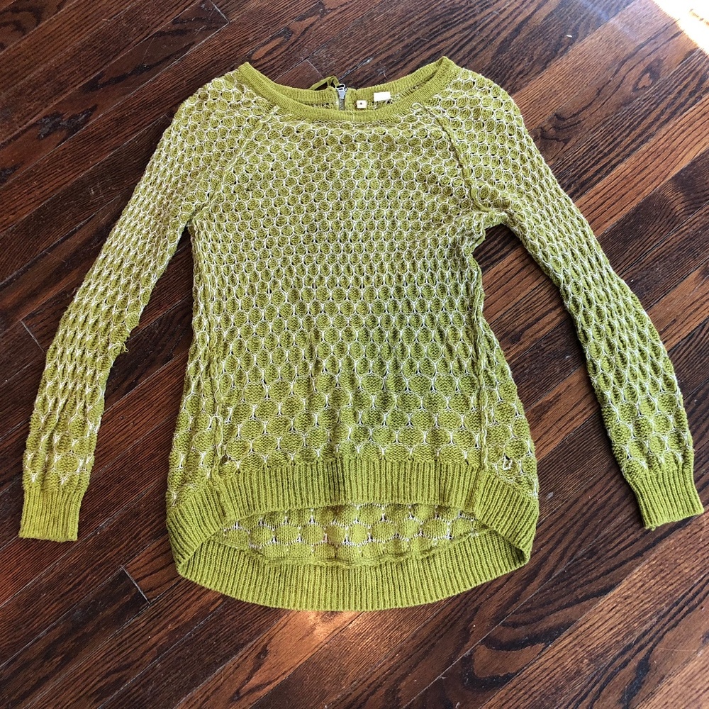 Moth/Anthro Green Sweater w/High-Low Hem